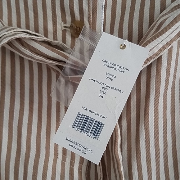 TORY BURCH STRIPED CROPPED PANT Sz 14 - Picture 8 of 8